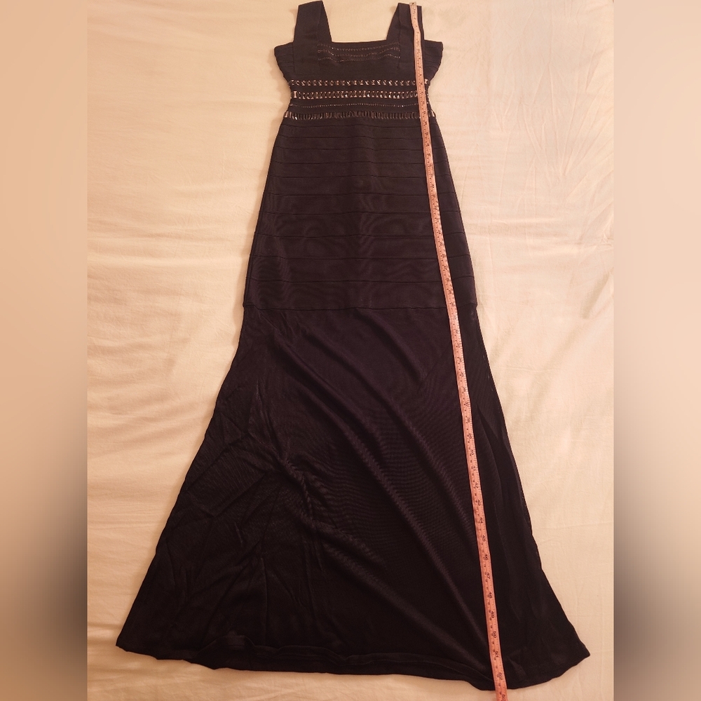 Black Beaded HERVE LEGER 'Ginta' Gown Bodycon Icon Bandage Dress XS Rare Maxi - Picture 6 of 15
